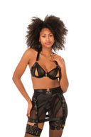 Lingerie noire femme avec jupe et jarretelles MARINA PARIS style élégant et sensuel

