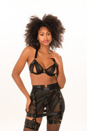 Lingerie noire femme avec jupe et jarretelles MARINA PARIS style élégant et sensuel
