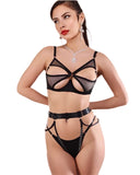 Ensemble lingerie noir KIMY avec détails graphiques et coupe ajustée, esthétique sophistiquée qui met en valeur les courbes avec élégance