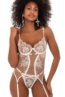 body lingerie Whitney transparent avec broderies blanches