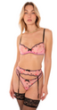 Lingerie rose femme avec porte jarretelle Venezia