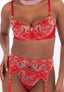 Lingerie rouge sensuelle avec porte-jarretelle ajustable