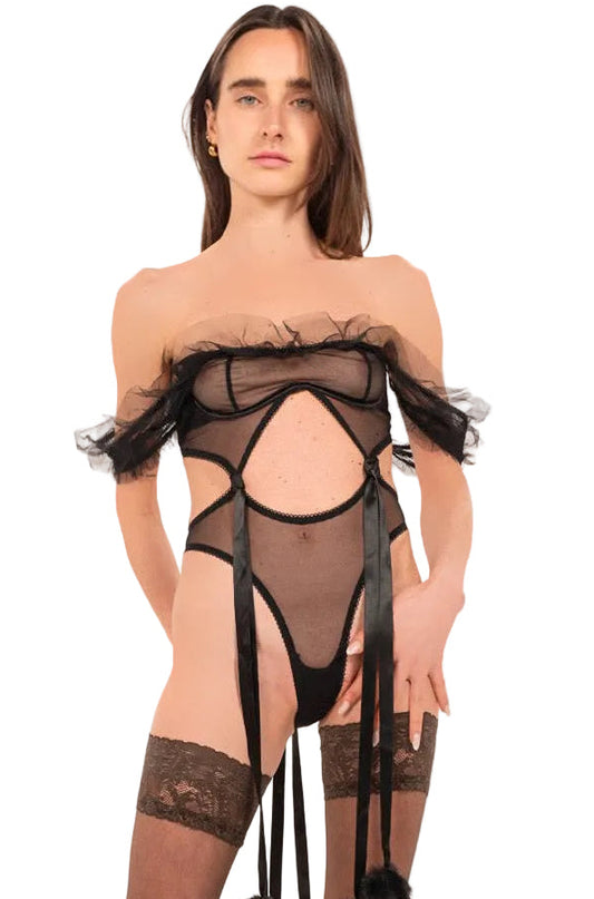 Body lingerie noir Divine Électra MARINA PARIS
