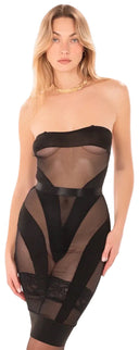 lingerie Ligne Fatale noir body et jupe transparente Marina Paris 