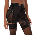Detail porte jarretelles noir en tulle et dentelle MARINA PARIS Obsession Noire 