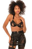 Ensemble lingerie noire harnais 3 pieces MARINA PARIS Obsession Noire