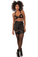 Ensemble lingerie noir complet avec jupe harnais MARINA PARIS Obsession Noire
