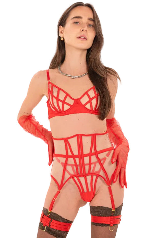 Ensemble lingerie rouge luxe MARINA PARIS Venere Rouge