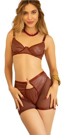     Ensemble lingerie PONY effet cuir noir au design moderne et structuré, pensé pour révéler une féminité audacieuse et sophistiquée.