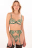 Lingerie glamour verte avec broderies florales