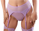 Ensemble lingerie femme violet en satin avec finitions haut de gamme et détails sophistiqués, esthétique sensuelle et élégante